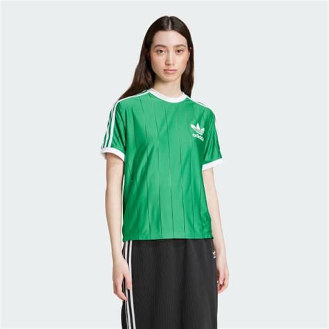 Adidas green pinstripe tee